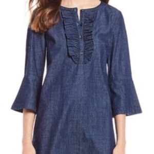 Draper James Chambray Dress with Ruffle Size 10